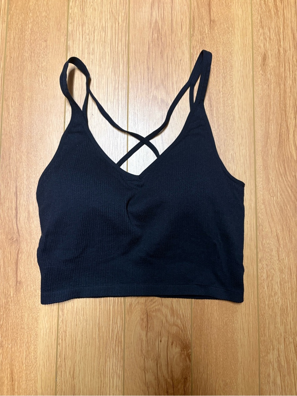 Lemon Black Strappy Crisscross Bralette Crop Top